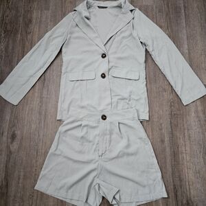 Sage Relaxed Blazer & High-Waist Shorts Set